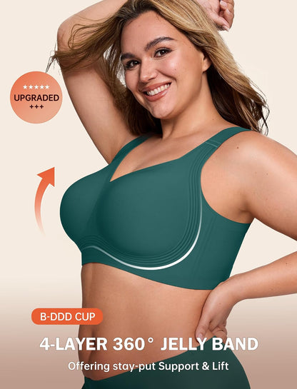 LetsJoli Bras for Women Supportive Wireless Push Up Bra Full Coverage No Underwire Seamless Plus Size for Older Women