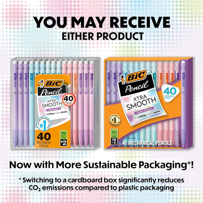 BIC Xtra Smooth Mechanical Pencil with 0.7 mm Medium Point ,Refillable and Retractable, School Supplies for Students and Teachers, 40-Count Pack
