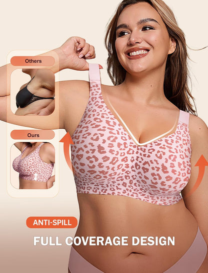 LetsJoli Bras for Women Supportive Wireless Push Up Bra Full Coverage No Underwire Seamless Plus Size for Older Women