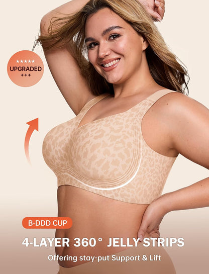 LetsJoli Bras for Women Supportive Wireless Push Up Bra Full Coverage No Underwire Seamless Plus Size for Older Women