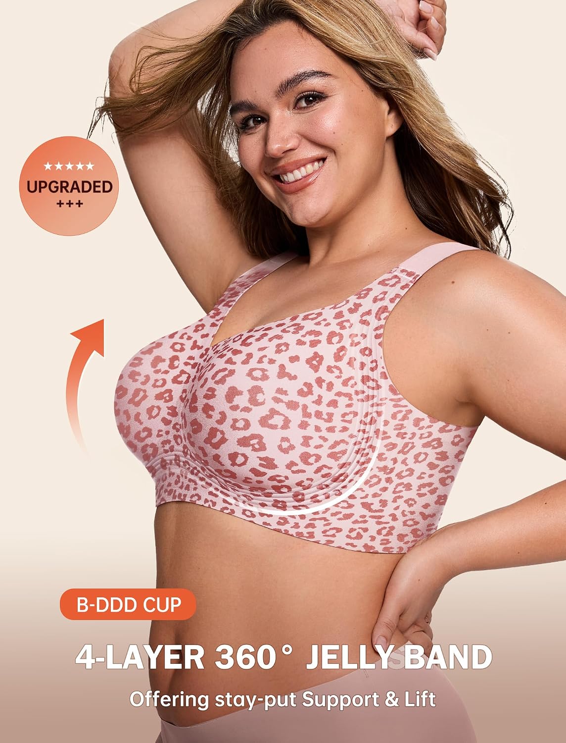 LetsJoli Bras for Women Supportive Wireless Push Up Bra Full Coverage No Underwire Seamless Plus Size for Older Women
