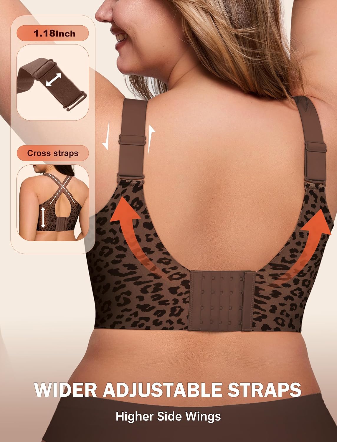 LetsJoli Bras for Women Supportive Wireless Push Up Bra Full Coverage No Underwire Seamless Plus Size for Older Women