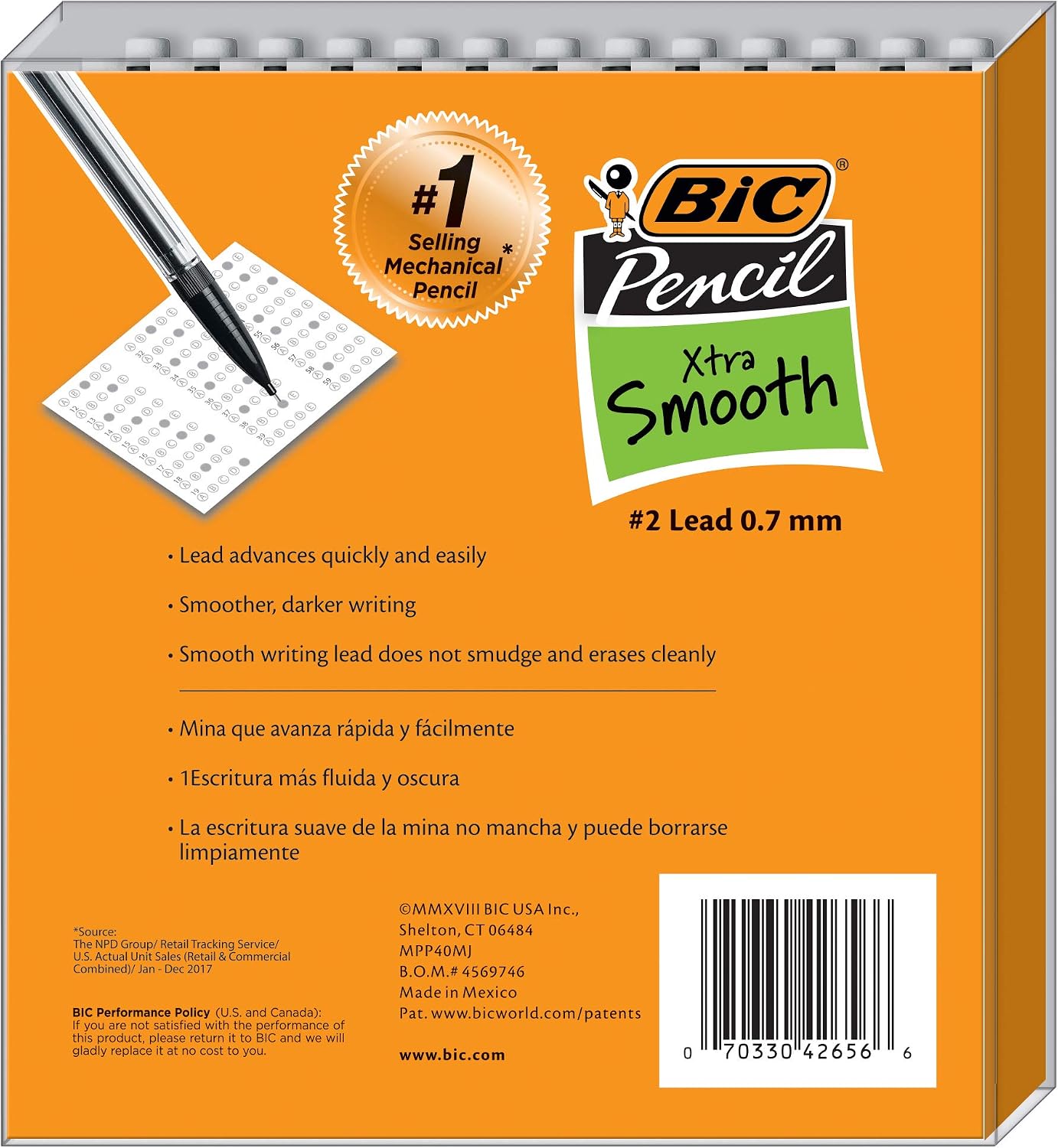 BIC Xtra Smooth Mechanical Pencil with 0.7 mm Medium Point ,Refillable and Retractable, School Supplies for Students and Teachers, 40-Count Pack