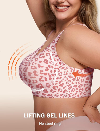 LetsJoli Bras for Women Supportive Wireless Push Up Bra Full Coverage No Underwire Seamless Plus Size for Older Women