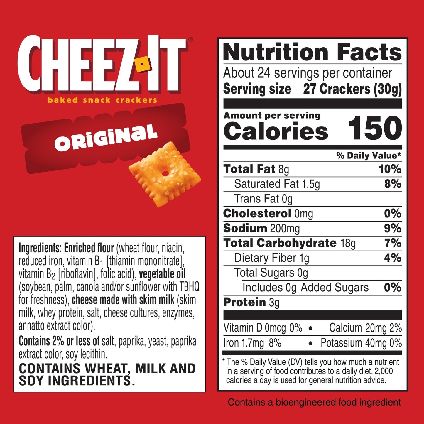 Cheez-It Cheese Crackers, Baked Snack Crackers, Lunch Snacks, Party Size, Original, 25oz Box (1 Box)