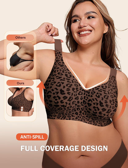 LetsJoli Bras for Women Supportive Wireless Push Up Bra Full Coverage No Underwire Seamless Plus Size for Older Women