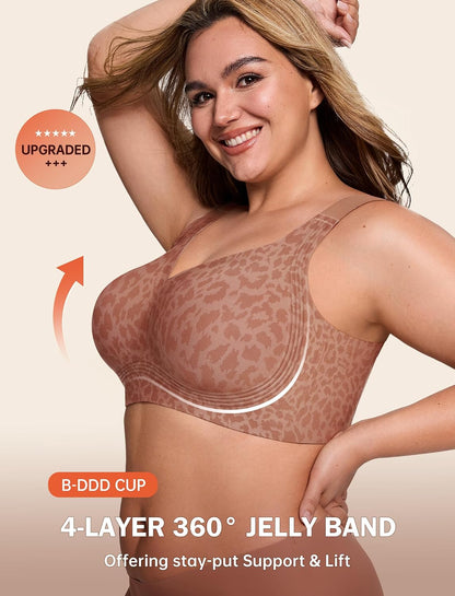LetsJoli Bras for Women Supportive Wireless Push Up Bra Full Coverage No Underwire Seamless Plus Size for Older Women