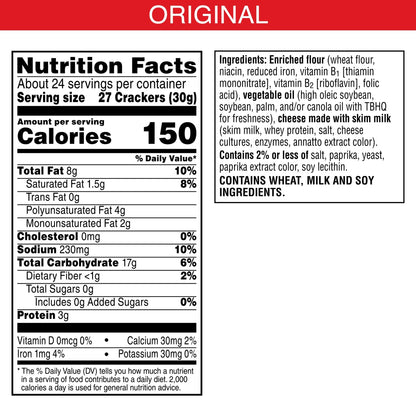 Cheez-It Cheese Crackers, Baked Snack Crackers, Lunch Snacks, Party Size, Original, 25oz Box (1 Box)