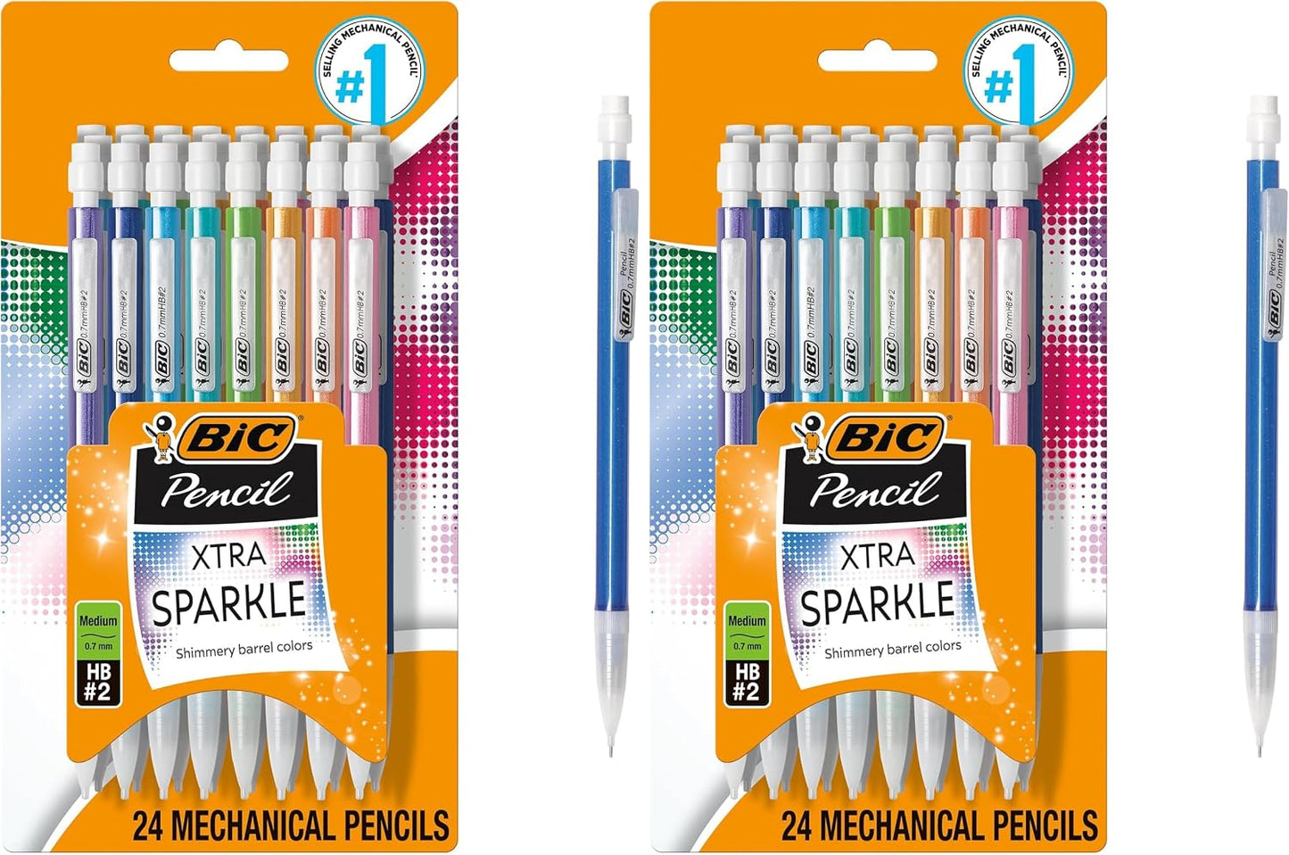 BIC Xtra-Smooth Pastel Mechanical Pencils with Erasers, Medium Point (0.7mm), 24-Count Pack, Bulk Mechanical Pencils for School or Office Supplies