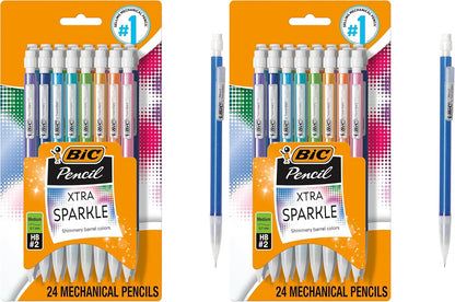 BIC Xtra-Smooth Pastel Mechanical Pencils with Erasers, Medium Point (0.7mm), 24-Count Pack, Bulk Mechanical Pencils for School or Office Supplies