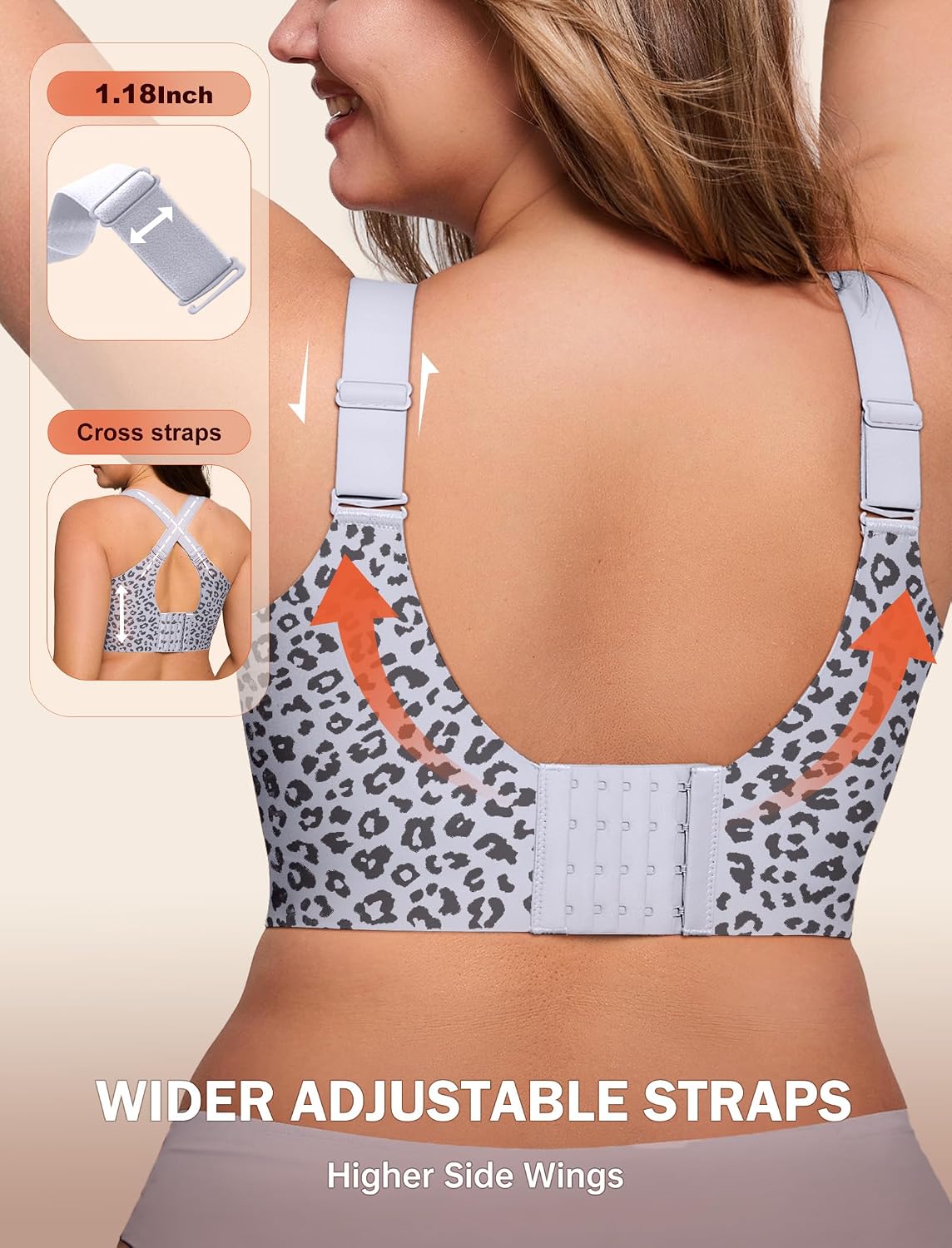 LetsJoli Bras for Women Supportive Wireless Push Up Bra Full Coverage No Underwire Seamless Plus Size for Older Women