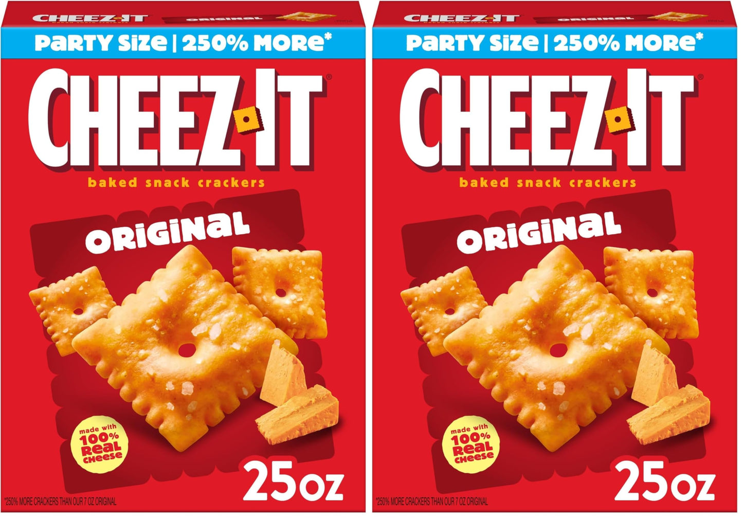 Cheez-It Cheese Crackers, Baked Snack Crackers, Lunch Snacks, Party Size, Original, 25oz Box (1 Box)