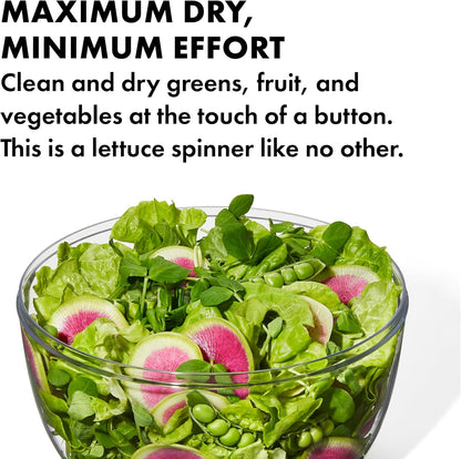 OXO Good Grips Salad Spinner | Lettuce Spinner | Fruit Washer | Fruit Washing Bowl with Strainer | Vegetable Cleaner | Salad Cleaner | Lettuce Washer | 6.22 Quart Capacity