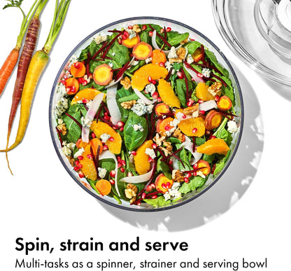 OXO Good Grips Salad Spinner | Lettuce Spinner | Fruit Washer | Fruit Washing Bowl with Strainer | Vegetable Cleaner | Salad Cleaner | Lettuce Washer | 6.22 Quart Capacity