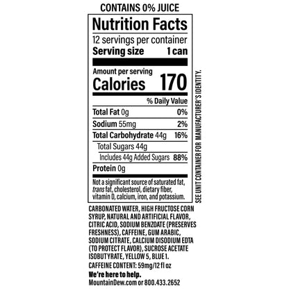 Mountain Dew Soda, 12 Fl Oz Cans (Pack of 12)