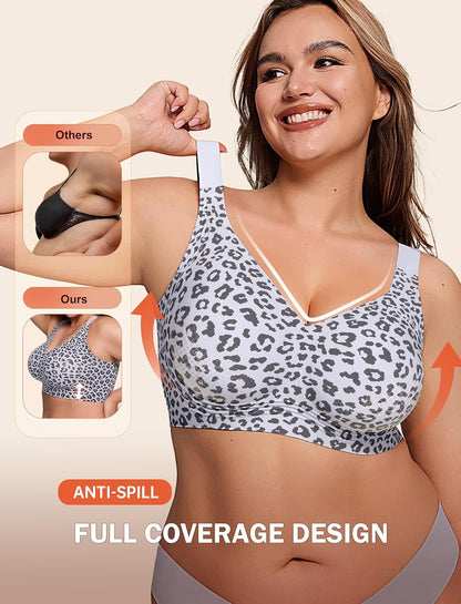 LetsJoli Bras for Women Supportive Wireless Push Up Bra Full Coverage No Underwire Seamless Plus Size for Older Women