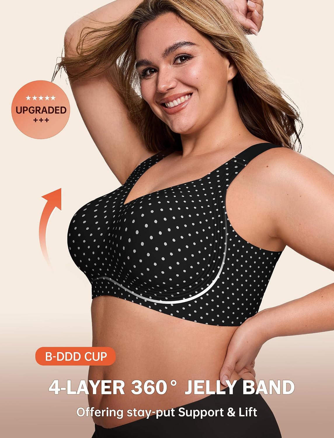 LetsJoli Bras for Women Supportive Wireless Push Up Bra Full Coverage No Underwire Seamless Plus Size for Older Women