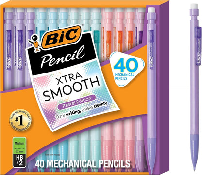 BIC Xtra Smooth Mechanical Pencil with 0.7 mm Medium Point ,Refillable and Retractable, School Supplies for Students and Teachers, 40-Count Pack
