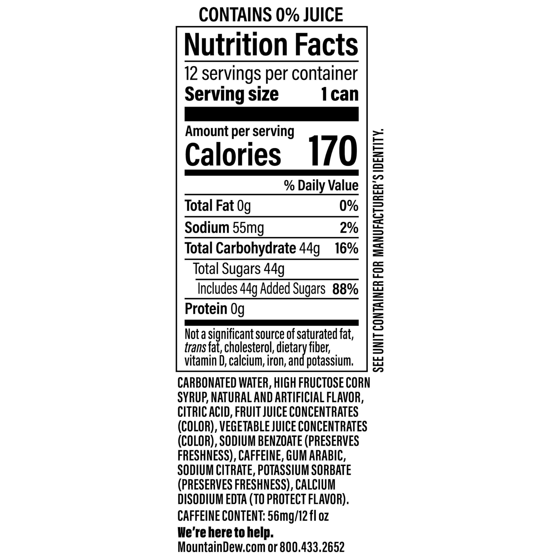 Mountain Dew Soda, 12 Fl Oz Cans (Pack of 12)
