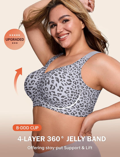 LetsJoli Bras for Women Supportive Wireless Push Up Bra Full Coverage No Underwire Seamless Plus Size for Older Women