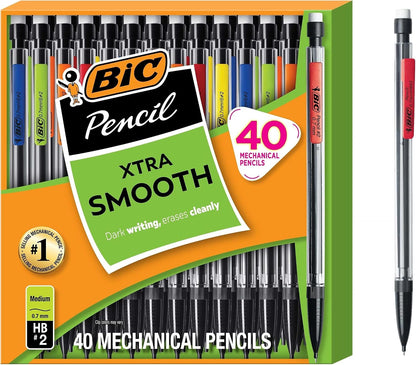 BIC Xtra Smooth Mechanical Pencil with 0.7 mm Medium Point ,Refillable and Retractable, School Supplies for Students and Teachers, 40-Count Pack