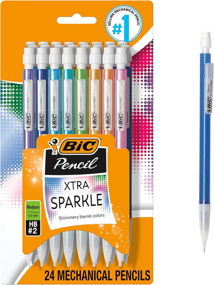 BIC Xtra-Smooth Pastel Mechanical Pencils with Erasers, Medium Point (0.7mm), 24-Count Pack, Bulk Mechanical Pencils for School or Office Supplies