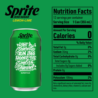 Sprite Lemon-Lime Caffeine-Free Soda Soft Drink Cans, 12 fl oz, 12 Pack | Fridge pack, naturally flavored soft drink, carbonated