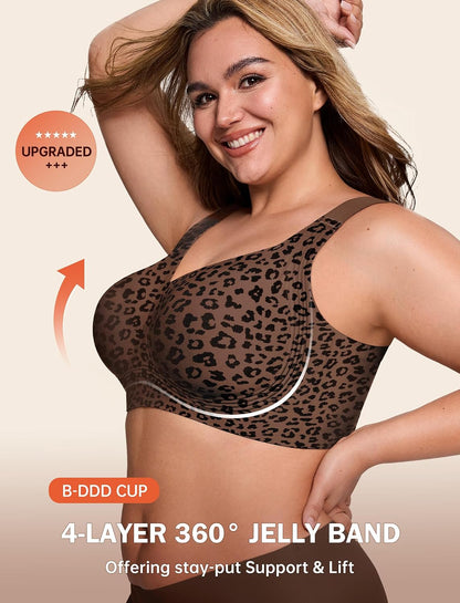 LetsJoli Bras for Women Supportive Wireless Push Up Bra Full Coverage No Underwire Seamless Plus Size for Older Women