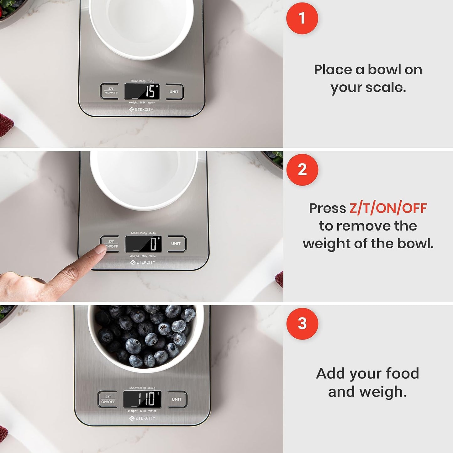 Etekcity Digital Food Kitchen Scale - 304 Stainless Steel