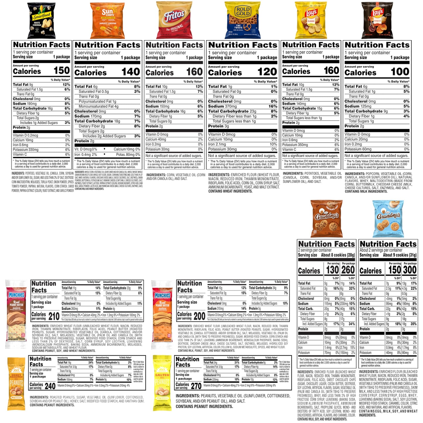 Frito-Lay Ultimate Classic Snacks Package, Variety Assortment of Chips, Cookies, Crackers, & Nuts, 0.56 ounces, (Pack of 40) (Packaging May Vary)