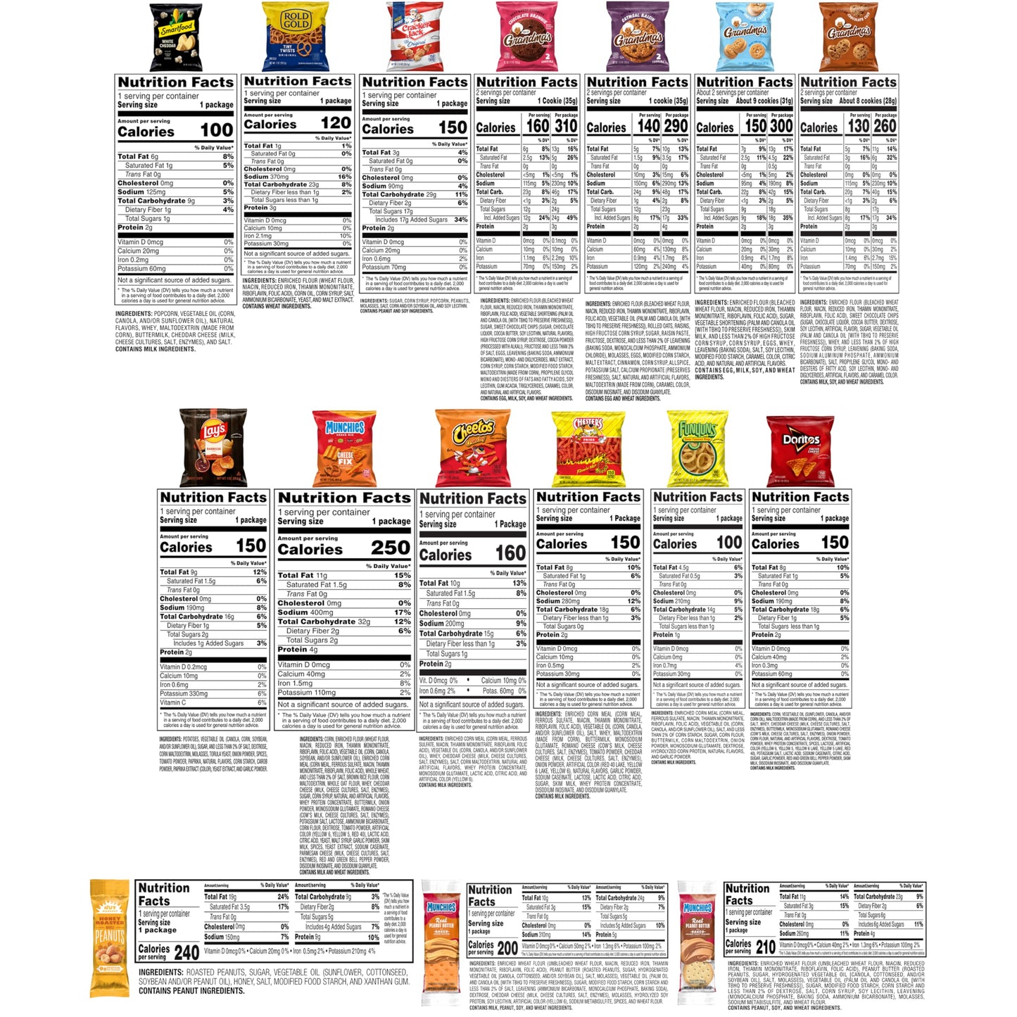 Frito-Lay Ultimate Classic Snacks Package, Variety Assortment of Chips, Cookies, Crackers, & Nuts, 0.56 ounces, (Pack of 40) (Packaging May Vary)