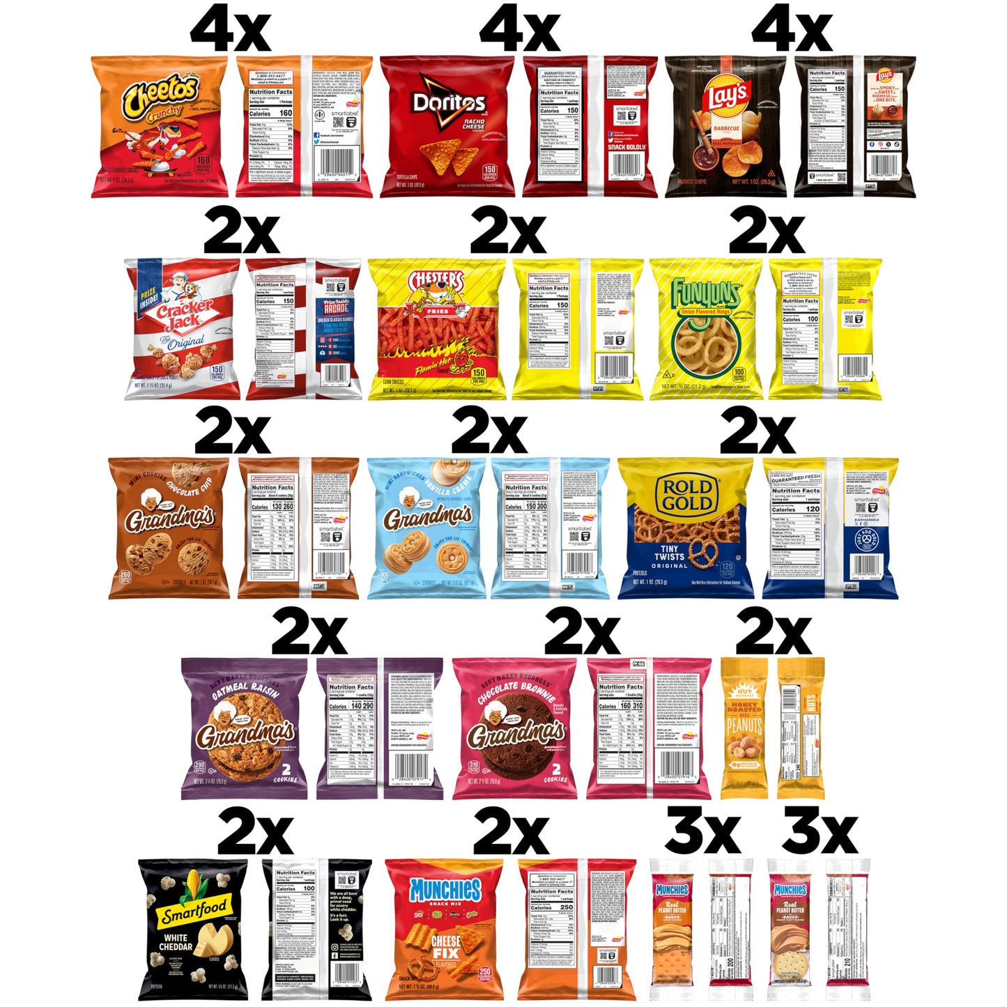 Frito-Lay Ultimate Classic Snacks Package, Variety Assortment of Chips, Cookies, Crackers, & Nuts, 0.56 ounces, (Pack of 40) (Packaging May Vary)
