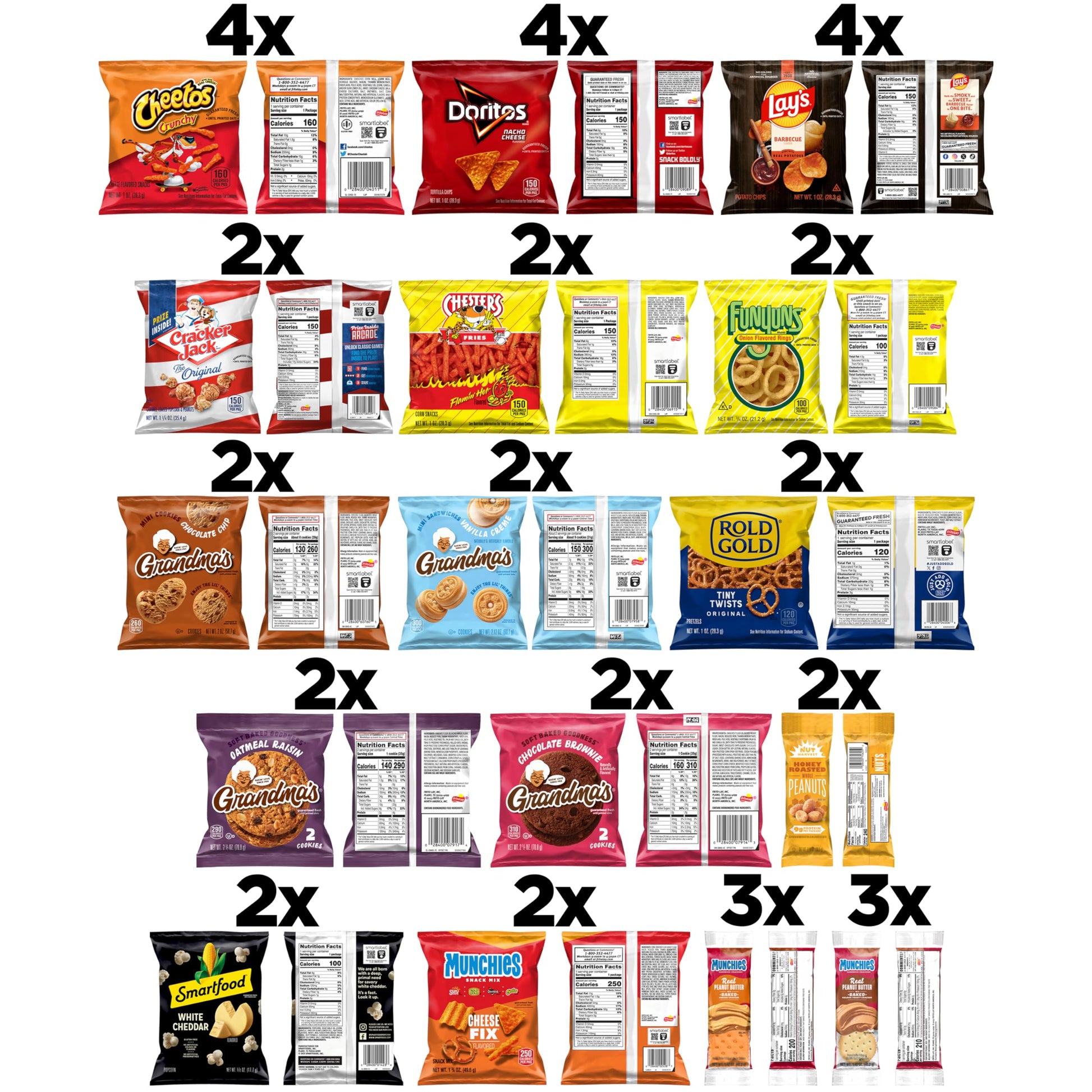 Frito-Lay Ultimate Classic Snacks Package, Variety Assortment of Chips, Cookies, Crackers, & Nuts, 0.56 ounces, (Pack of 40) (Packaging May Vary)