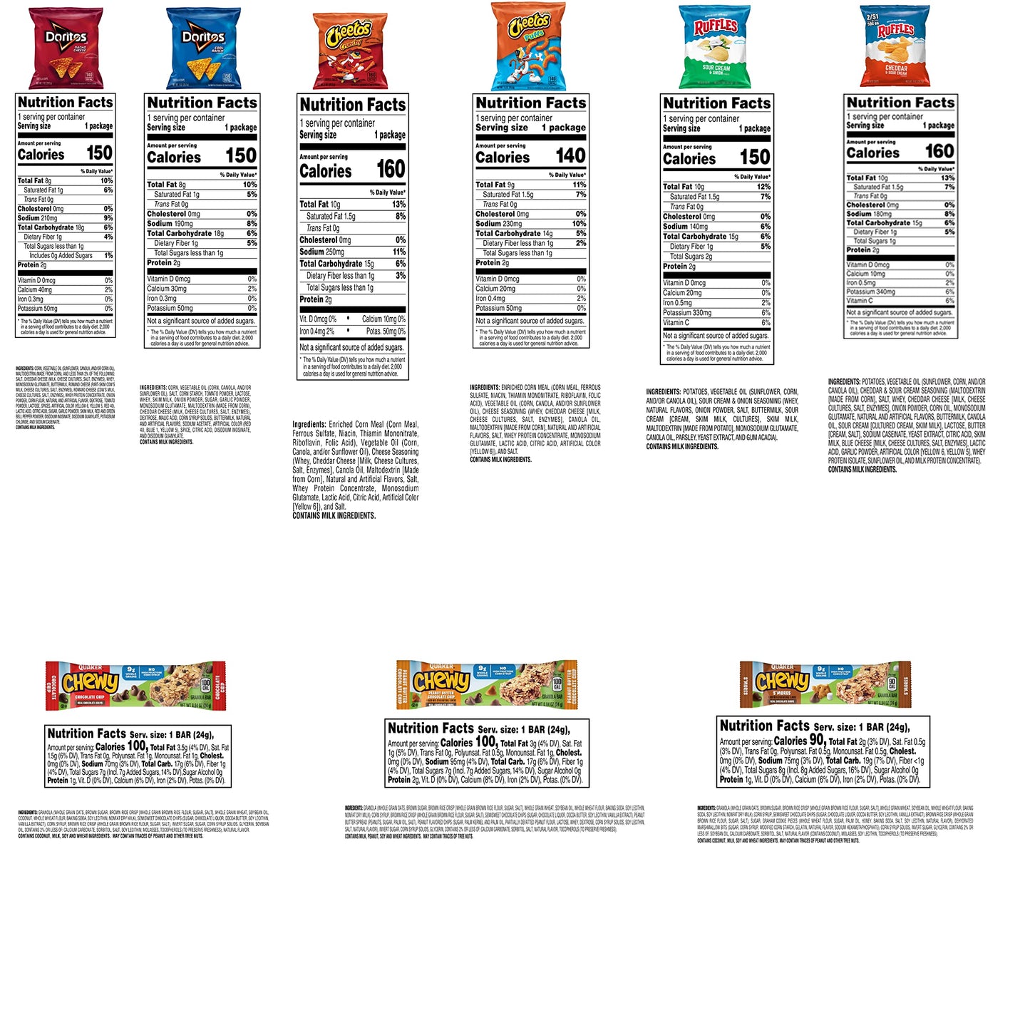 Frito-Lay Ultimate Classic Snacks Package, Variety Assortment of Chips, Cookies, Crackers, & Nuts, 0.56 ounces, (Pack of 40) (Packaging May Vary)
