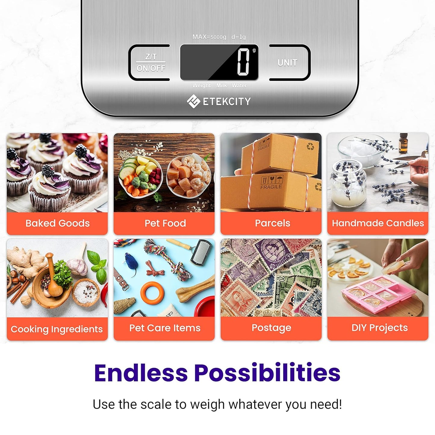 Etekcity Digital Food Kitchen Scale - 304 Stainless Steel