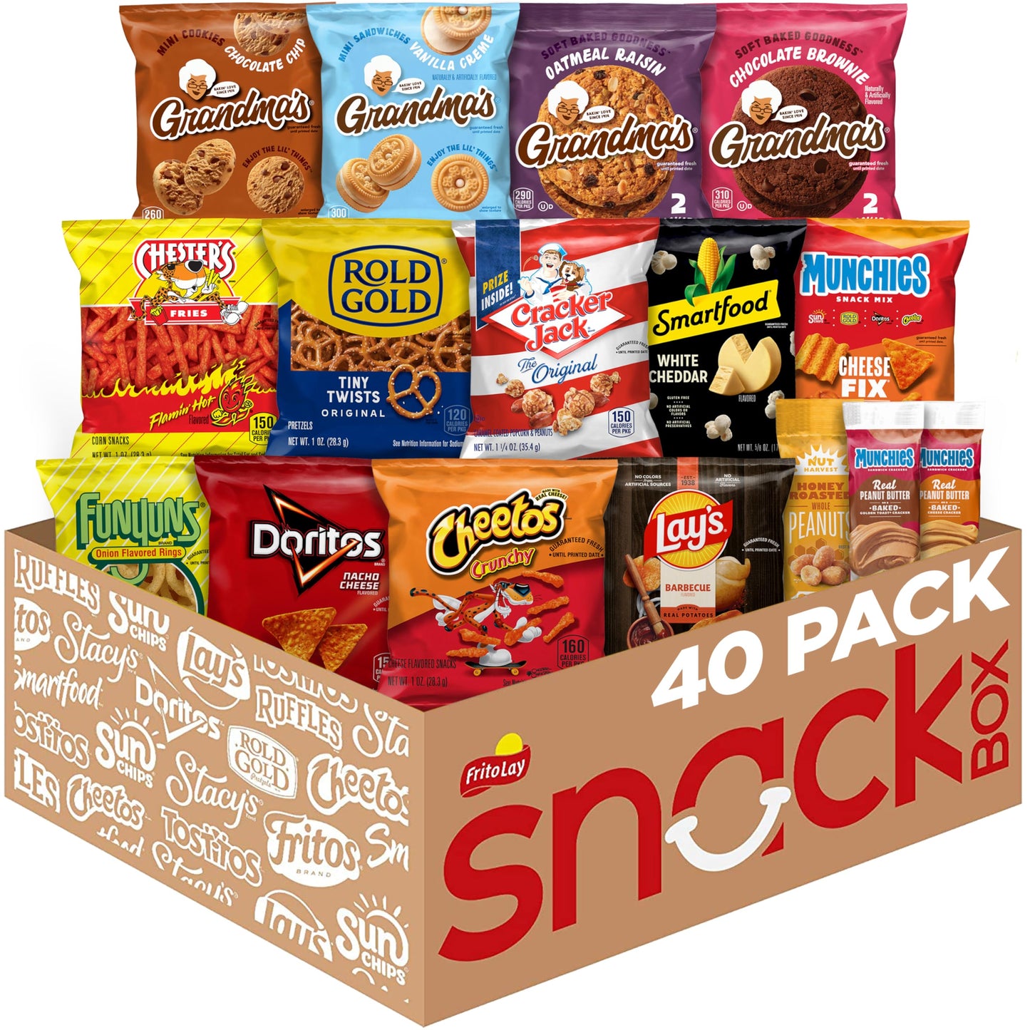 Frito-Lay Ultimate Classic Snacks Package, Variety Assortment of Chips, Cookies, Crackers, & Nuts, 0.56 ounces, (Pack of 40) (Packaging May Vary)