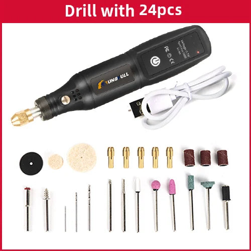 USB Rechargeable Cordless Rotary Tool Kit 24PCS DIY Portable Engraving Pen