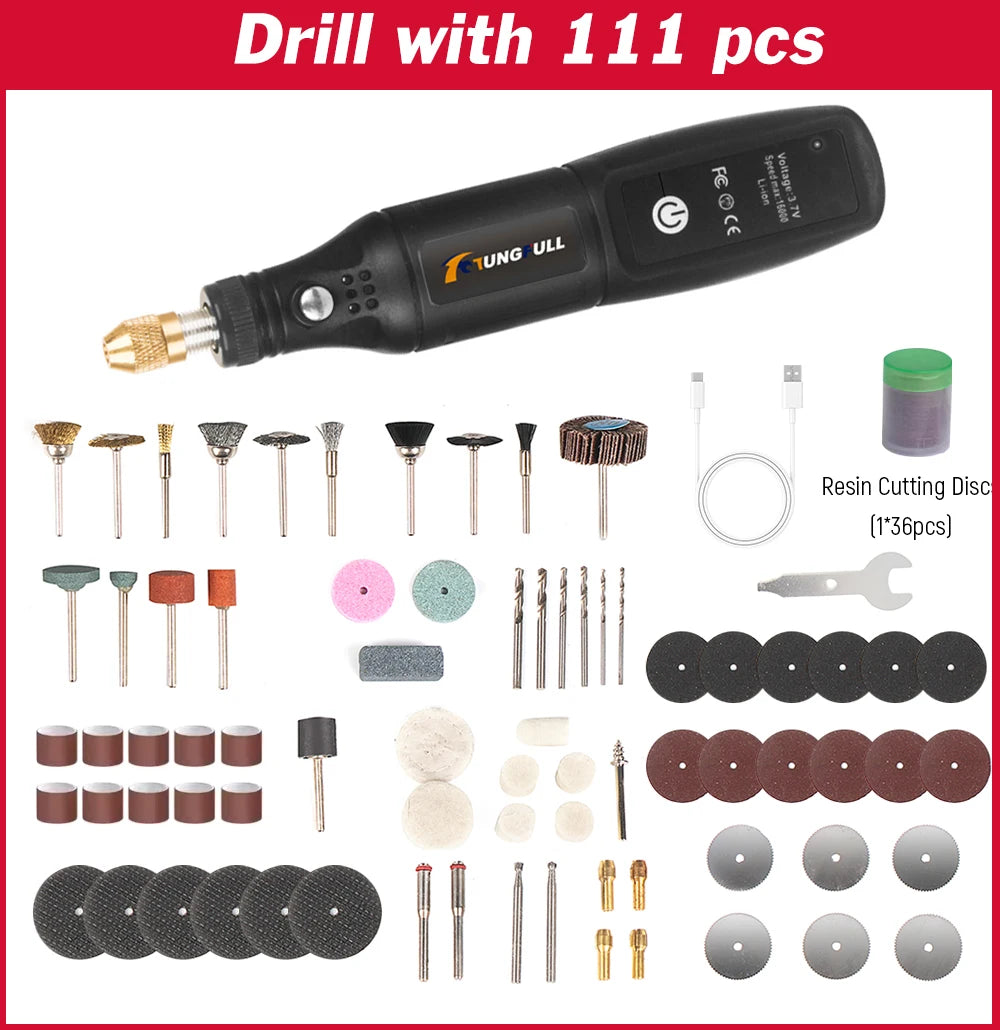 USB Rechargeable Cordless Rotary Tool Kit 24PCS DIY Portable Engraving Pen