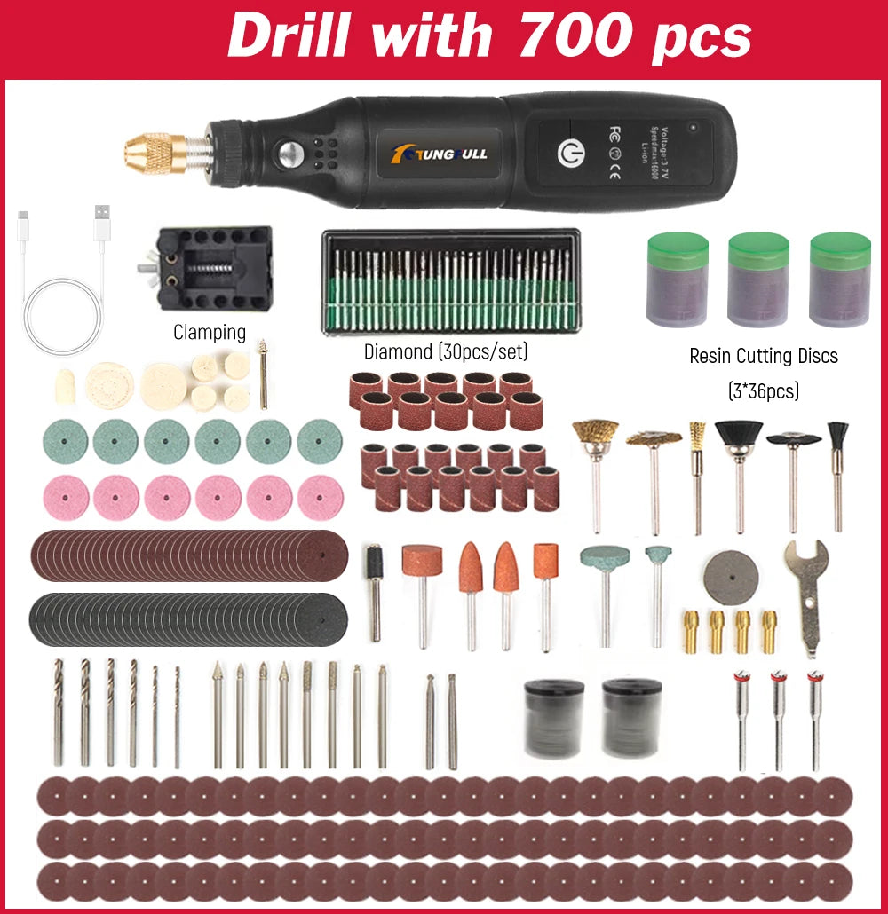 USB Rechargeable Cordless Rotary Tool Kit 24PCS DIY Portable Engraving Pen