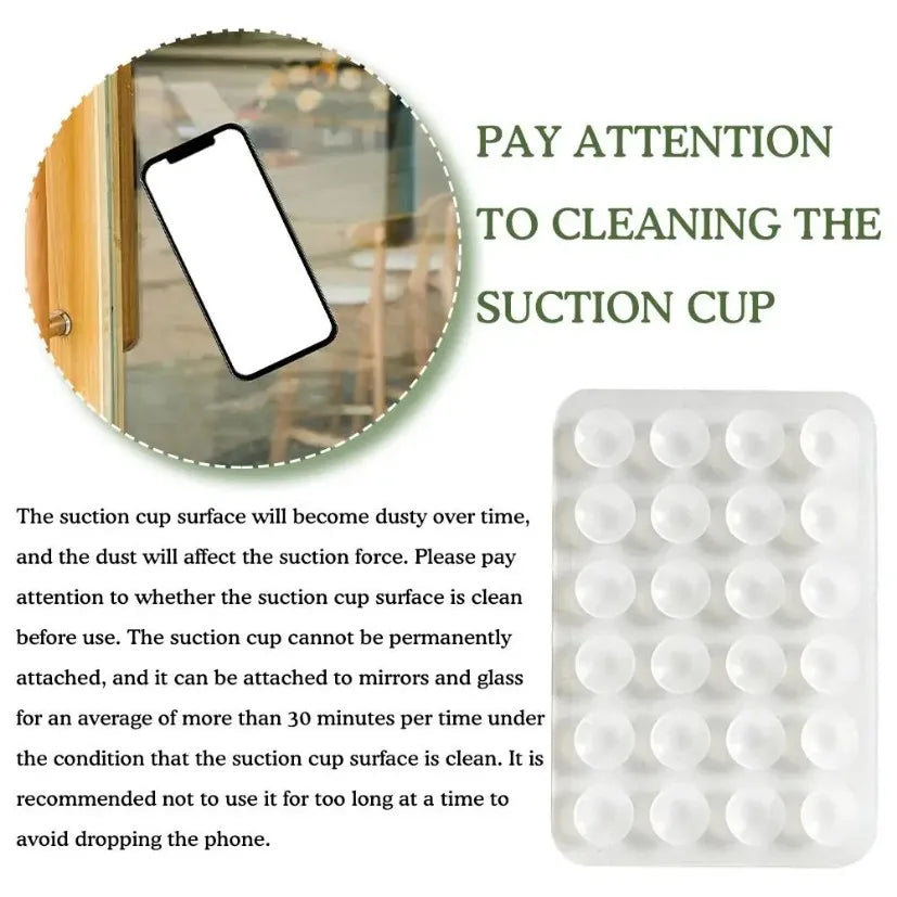 Silicone Suction Cup Phone Holder – Anti-Slip Sticky Mat for Mirrors & Walls