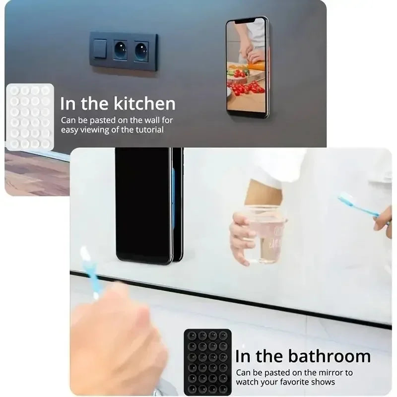Silicone Suction Cup Phone Holder – Anti-Slip Sticky Mat for Mirrors & Walls