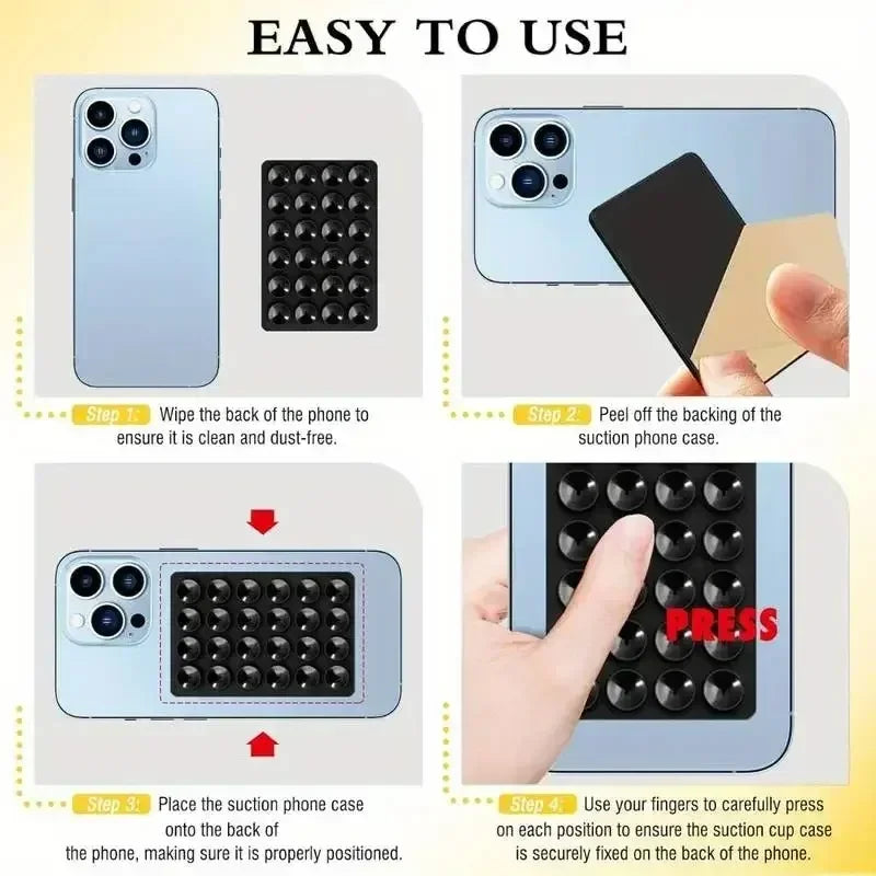 Silicone Suction Cup Phone Holder – Anti-Slip Sticky Mat for Mirrors & Walls