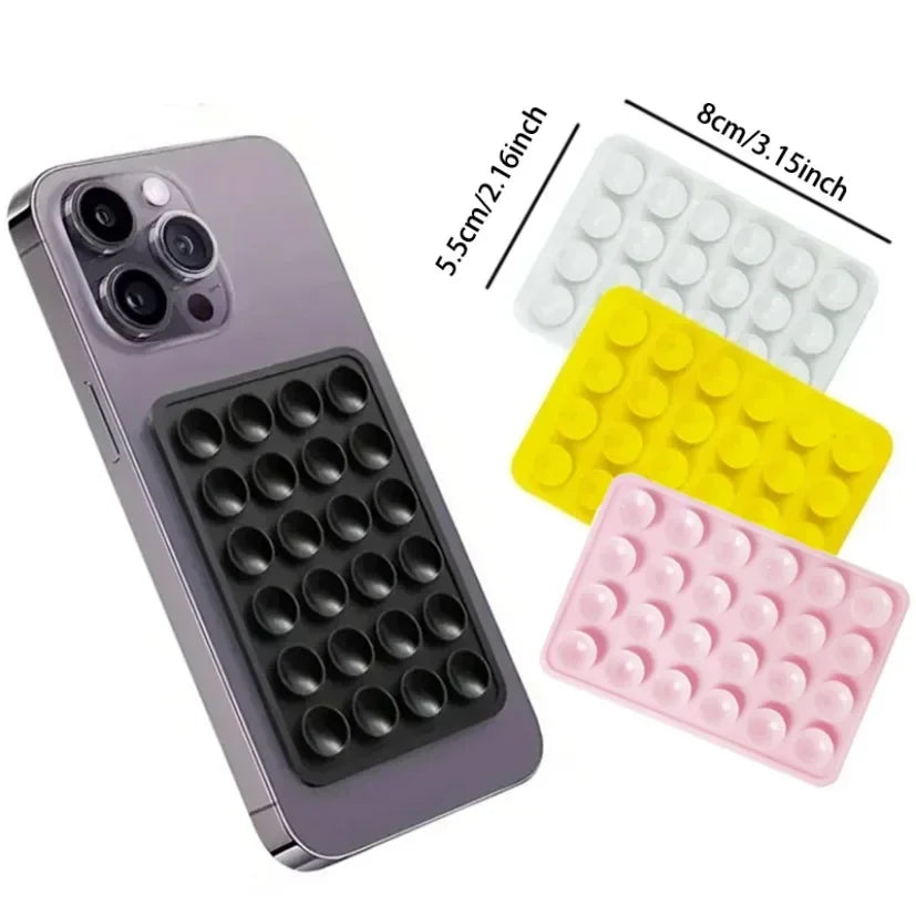 Silicone Suction Cup Phone Holder – Anti-Slip Sticky Mat for Mirrors & Walls